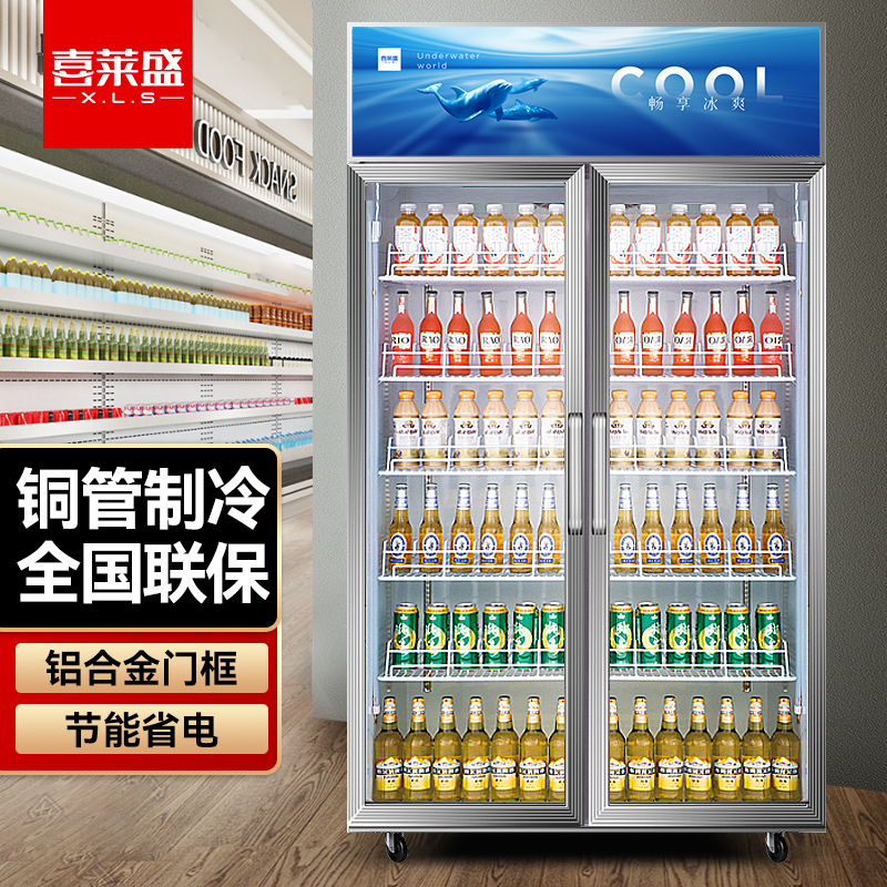 喜莱盛展示柜冷藏大容量商用陈列冷柜玻璃门 超市便利店冰箱啤酒