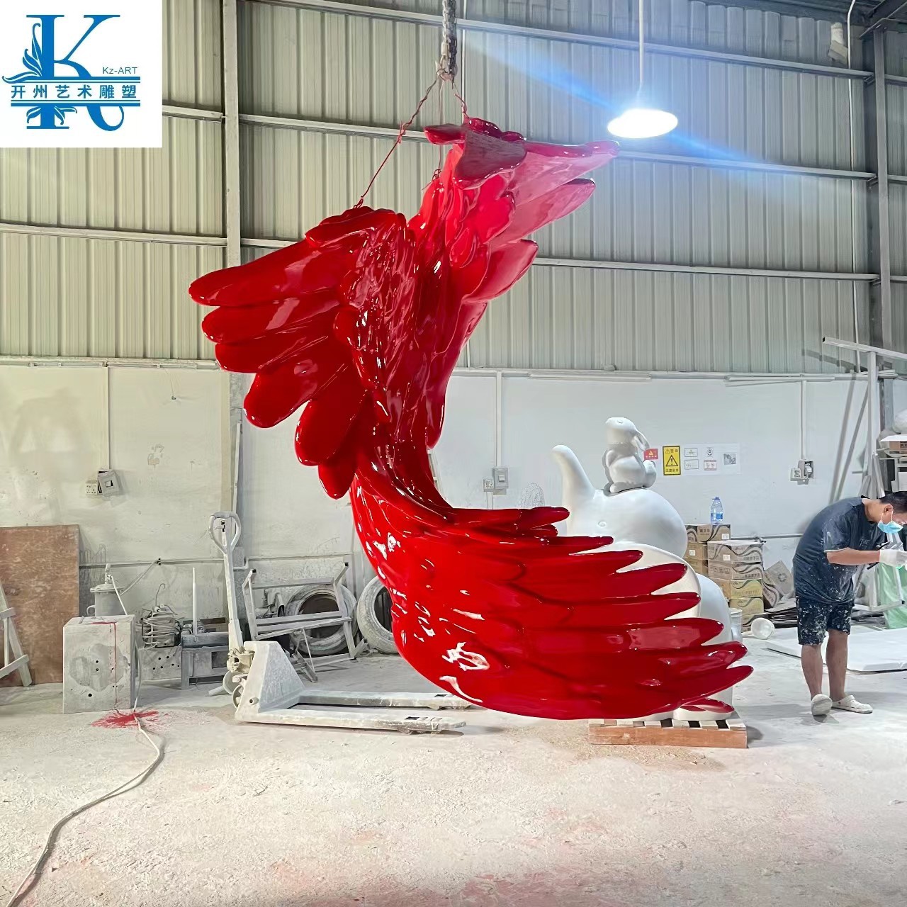 售楼部样板房别墅商业中心大型商场玻璃钢翅膀大鹏展翅雕塑装饰品