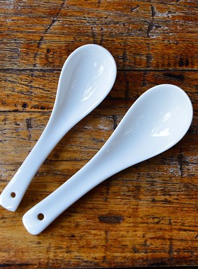 midia定制纯白45%骨粉饭勺骨瓷中式汤勺调羹儿童勺子瓷勺