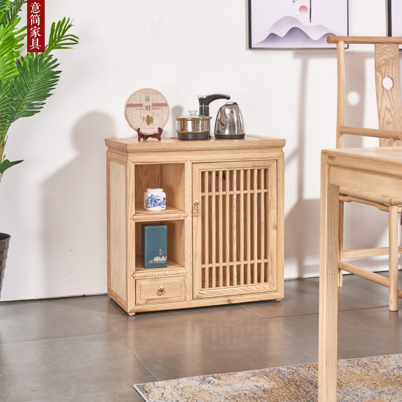 新中式茶水柜实木k餐边柜家用客厅储物收纳置物架烧水壶一体小户