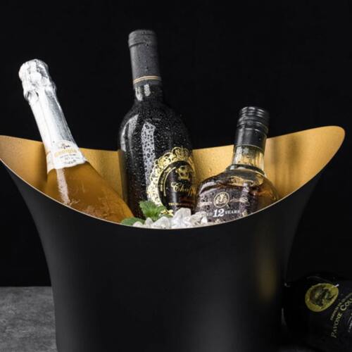 创意不锈钢冰桶黑色冰酒盆香槟盆家用聚会冰酒桶商用酒吧冰酒容器