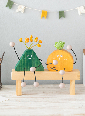 阿楹 创意客厅柜子吊脚娃娃摆件幼儿园儿童O厨房装饰幸福感小物件