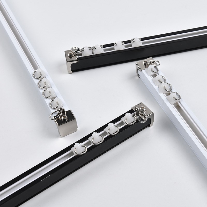 铝合金加厚窗帘轨道单轨双轨直轨滑道滑轮导轨Q滑轨顶装侧装窗帘