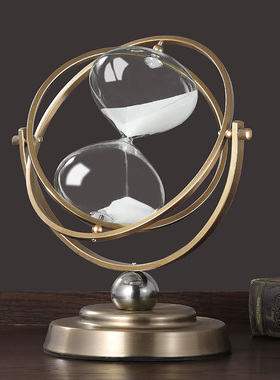 轻奢创意金属地球仪沙漏摆件欧式办公室书柜书房酒W柜家居软装饰