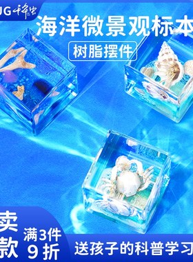 千年虫海洋生物标本树脂摆件琥z珀螃蟹乌龟海星送学生儿童创意礼