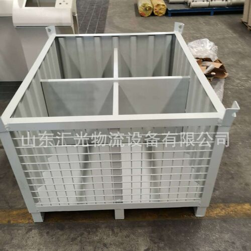 非标铁皮物流周转箱 钢制金属网箱厂家 铁料箱堆垛折叠式铁皮吊箱