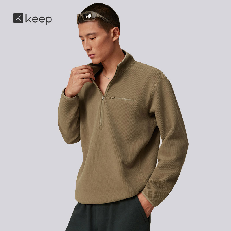 Keep抓绒衣男半拉链运动外套
