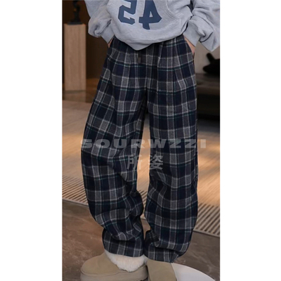 SOURWZZI/所姿新款休闲宽松加绒格子裤SZ-S99022
