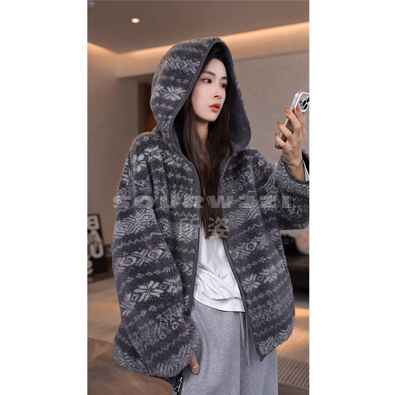 SOURWZZI/所姿100%羊毛连帽费尔岛冬季时尚休闲女士外套SZ-25727,女装/女士精品,短外套,淘宝优惠券,粉丝福利购,淘宝优惠卷