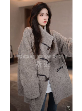 SOURWZZI/所姿新款冬季双面穿时尚休闲宽松女士羊毛外套SZ-25563