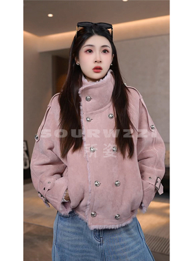 SOURWZZI/所姿100%羊毛设计师加厚时尚休闲女士羊毛外套SZ-25803