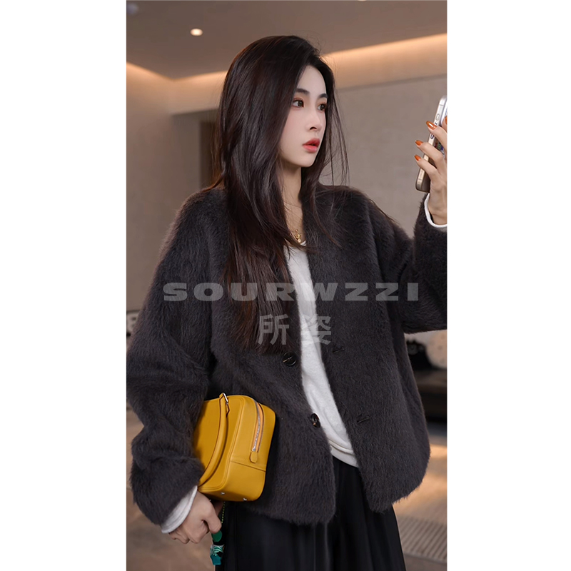 SOURWZZI/所姿100%羊毛拉绒简约时尚休闲女士羊毛外套SZ-25702
