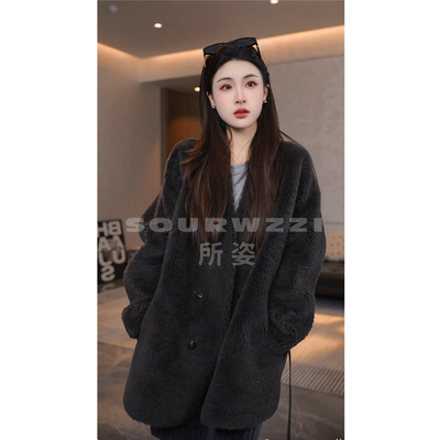 SOURWZZI/所姿100%羊毛简约加厚休闲女士羊毛外套SZ-26329