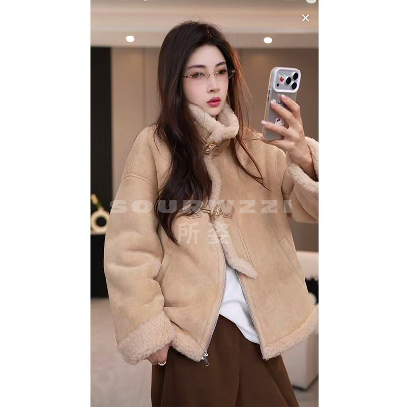 SOURWZZI/所姿新款冬季时尚宽松休闲女士羊毛外套SZ-25589
