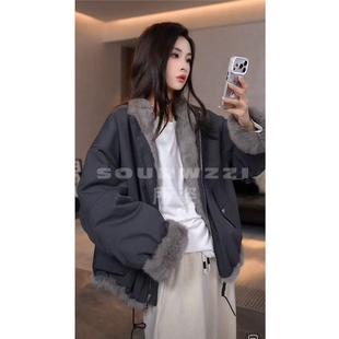 休闲女士外套1SZ SOURWZZI 简约时尚 双面穿兔毛冬季 25506 所姿新款
