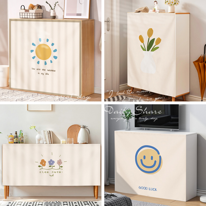 柜子遮挡帘收纳置物架柜子鞋x架遮丑布鞋柜储物柜遮丑帘滑轨自粘