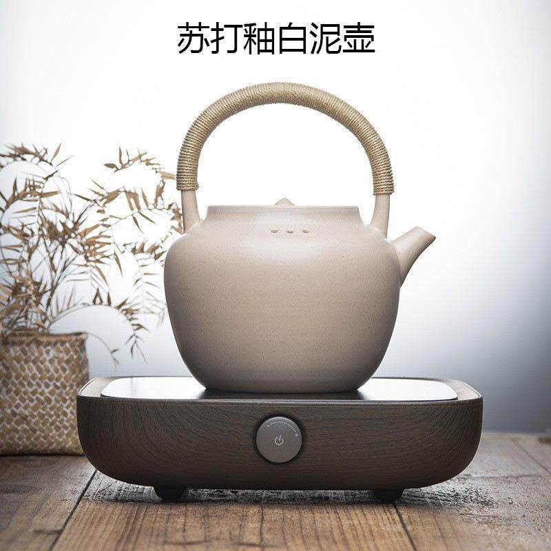 苏打釉白泥陶壶 大号提梁烧水壶电陶炉煮茶壶 陶瓷茶具泡茶养生壶