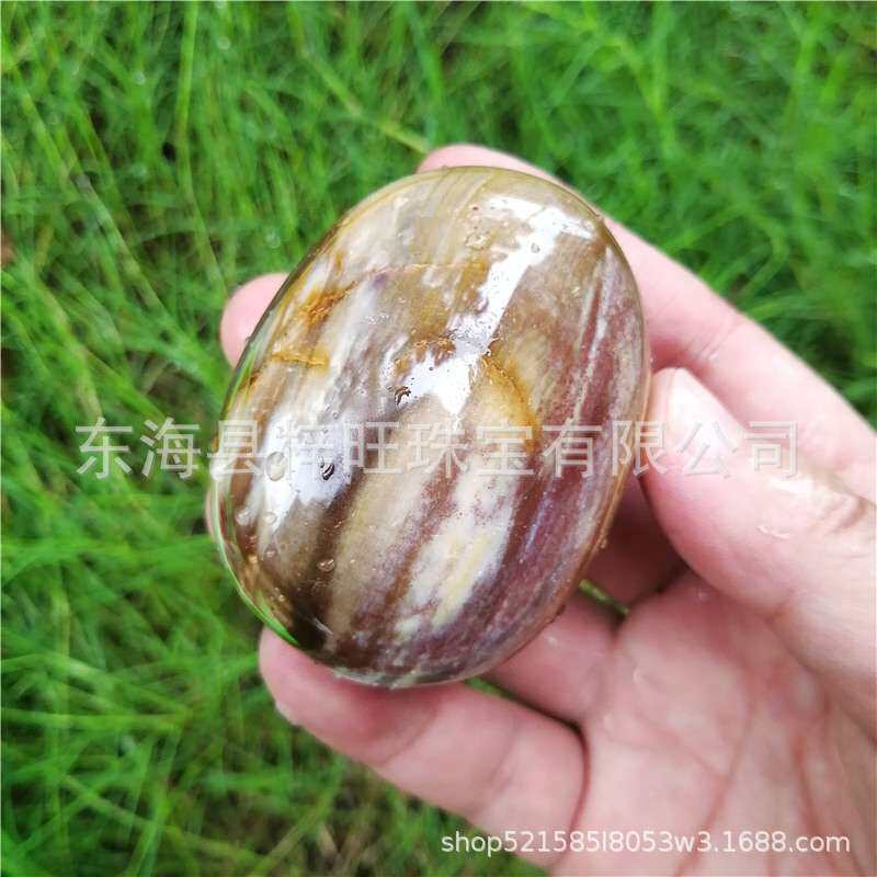 厂家 水晶把玩天然木化石原石树化玉手把件手掌石摆件家居摆件