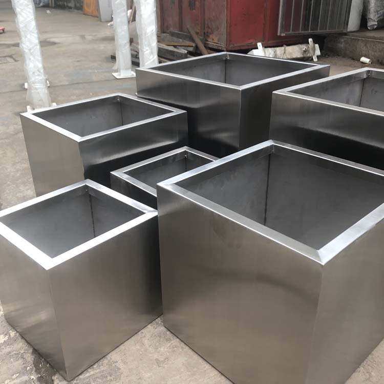 各种尺寸不锈钢商场广场户外店铺长方形拉丝花盆花槽方形花箱