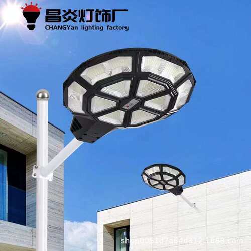 跨境新款一体化太阳能路灯UFO圆形户外防水感应道路灯超亮LED光源