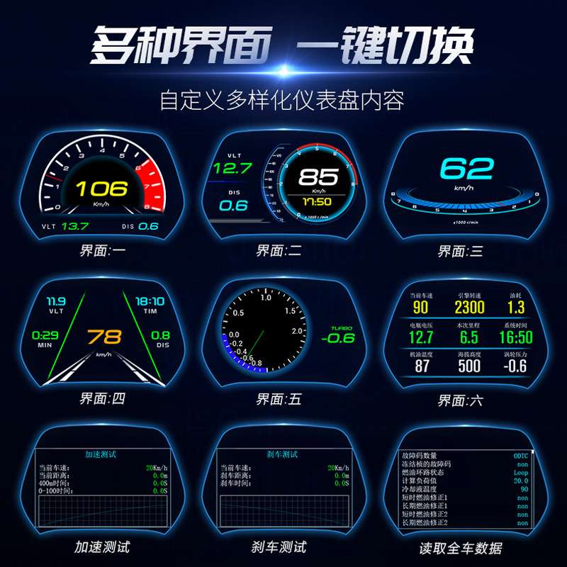 P19导航版抬头显示器hud汽车改装便携液晶平视车载显示屏厂家