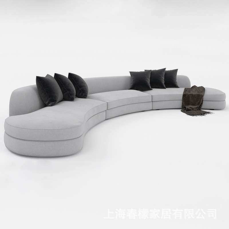 弧形科技布沙发组合客厅北欧创意轻奢简约大户型个性转角圆形沙发