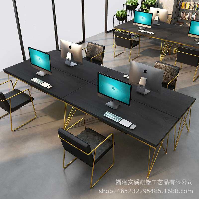 北欧办公桌 简约白色洽谈会议桌工作室职员办公电脑桌椅