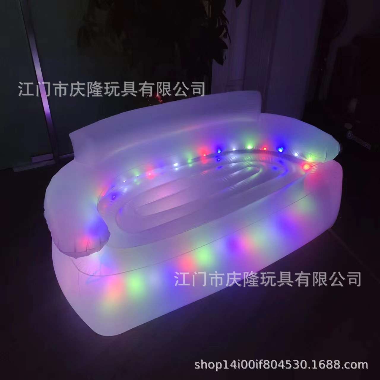现货新款一键自动充气沙发遥控LED16色灯光沙发居家露营可折叠