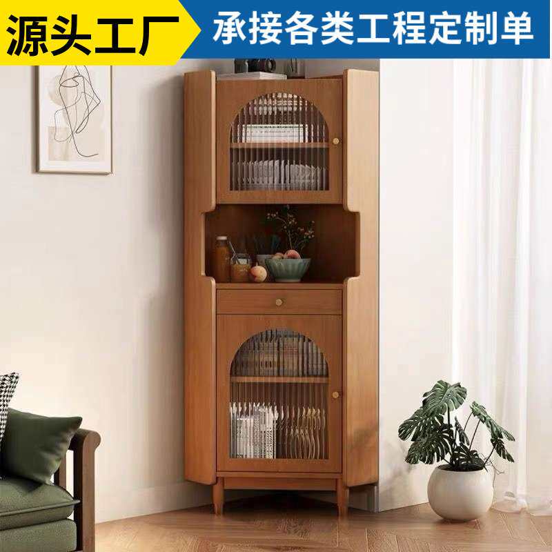 实木三角形墙角柜复古客厅沙发拐角储物柜轻奢转角柜餐厅角落柜子