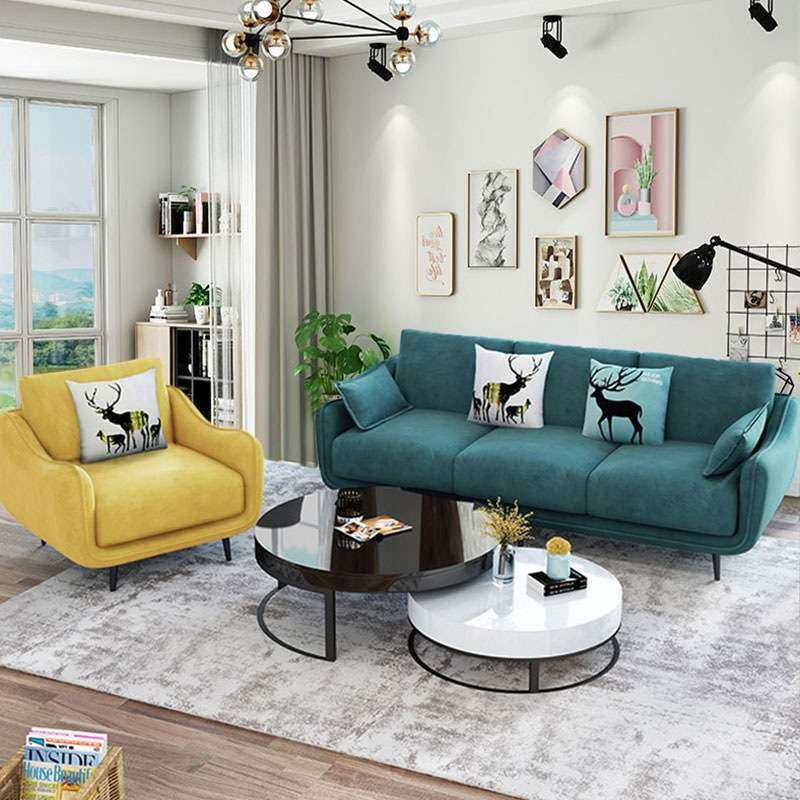 北欧沙发布艺客厅卧室现代简约轻奢服装店家具乳胶网红风实木框架