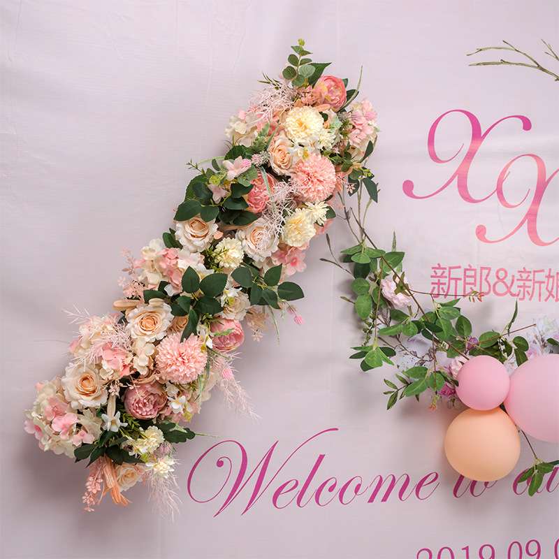 仿真欧式玫瑰花排拱门圆亭方亭仪式亭绢花布置婚庆玫瑰花墙路引花