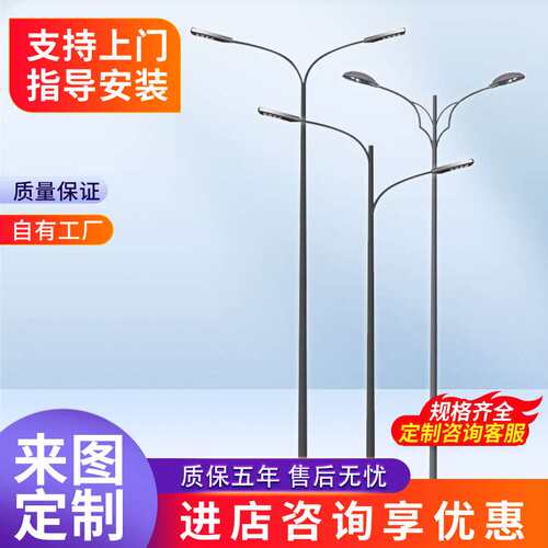双头10米双臂路灯杆市政道路灯厂家LED高低臂路灯厂家