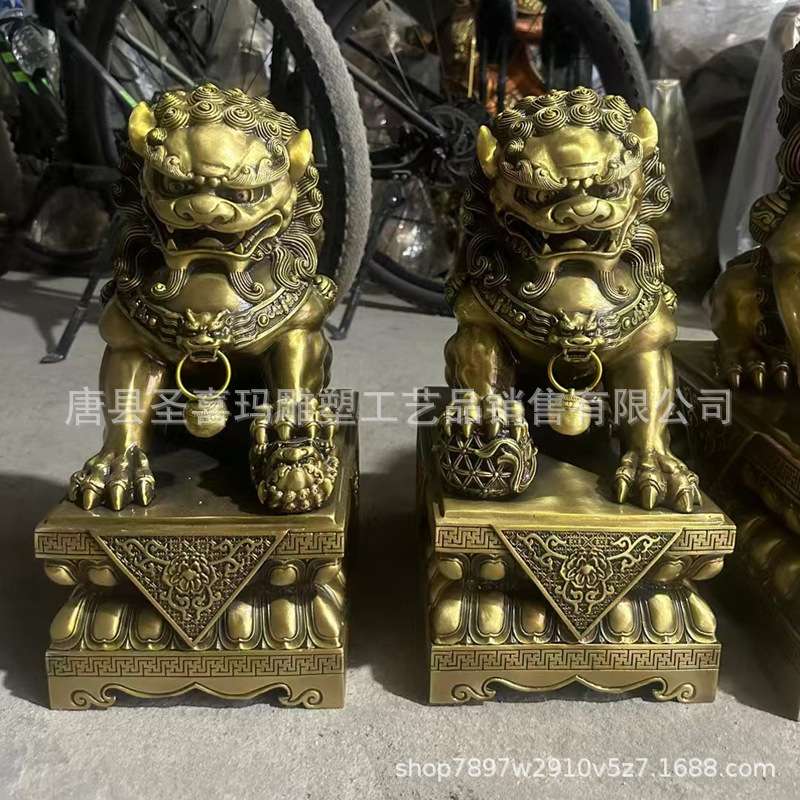 铜狮子一对北京狮摆件工艺品中式门口家居50高纯铜狮子厂家直销