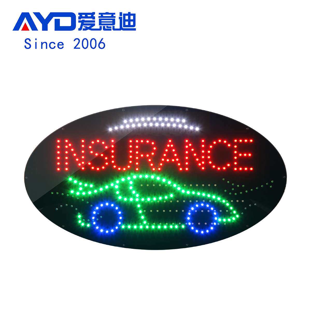 高亮招牌直销 汽车跑动动画LED电子招牌 LED INSURANCE SIGN