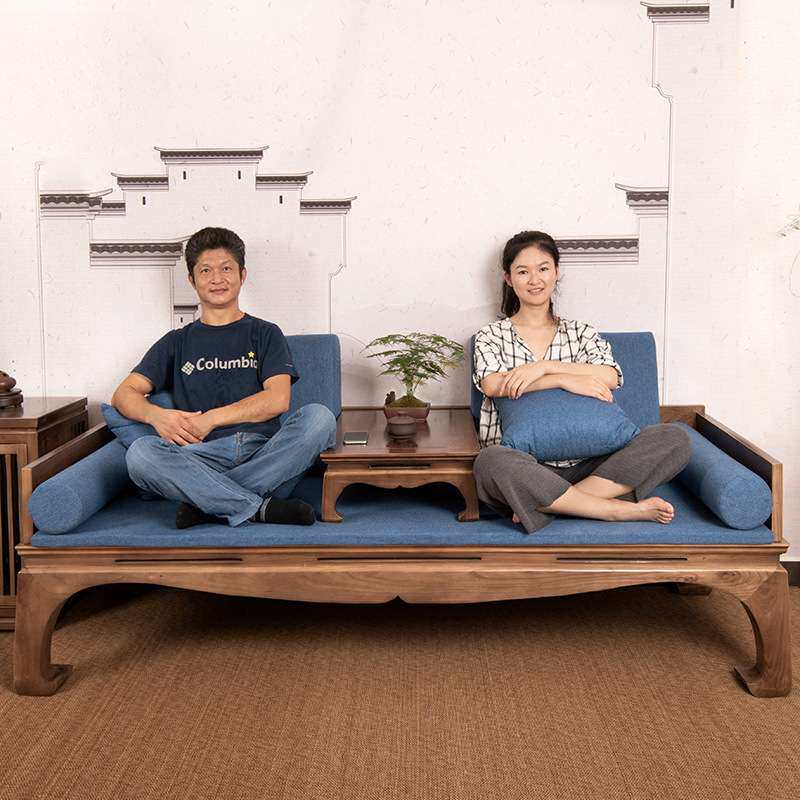 老榆木罗汉床实木罗汉榻榫卯睡榻新中式小户型单人床客厅复古沙发