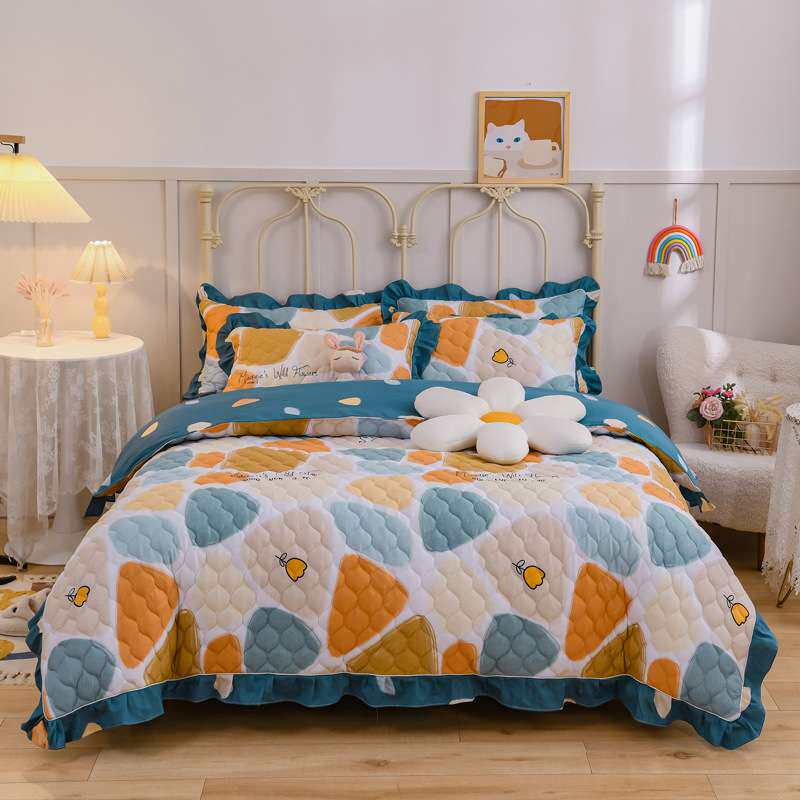 2024新款全棉40s纱织全套夹棉床裙床笠四件套 1.8m床裙四件套