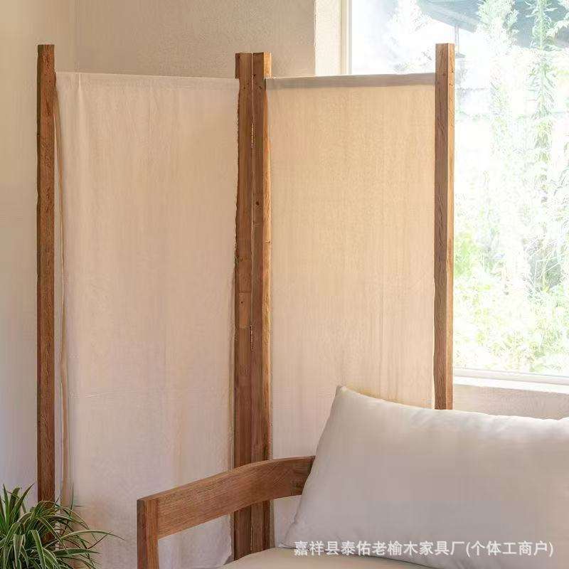 老榆木屏风实木入户门隔断家用装饰原木可遮挡屏风榆木装饰屏风