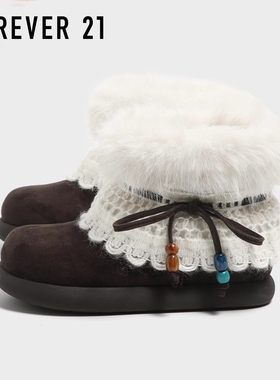 F21厚底雪地靴女冬季2025新毛毛拖鞋外穿加绒加厚保暖棉鞋女鞋子