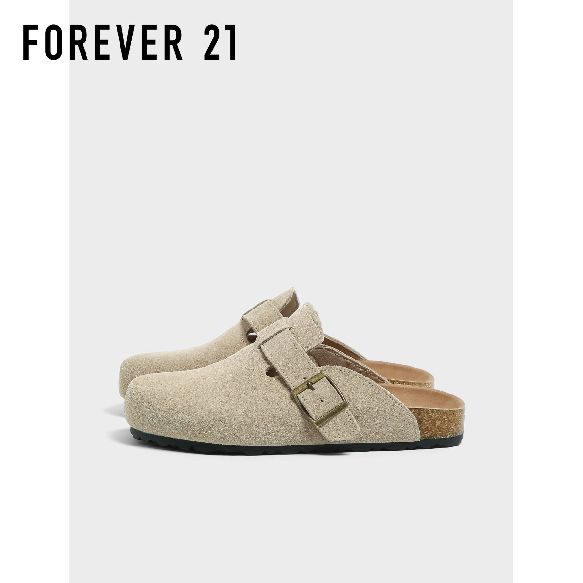 F21真皮厚底勃肯鞋女2026新款春季外穿包头拖博肯懒人一脚蹬单鞋