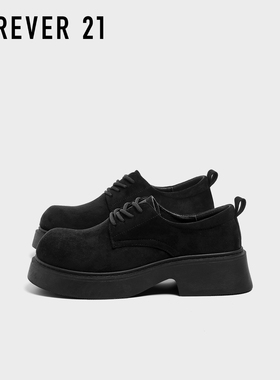 F21黑色德比皮鞋男2025新款秋季厚底增高休闲百搭皮鞋工装大头鞋