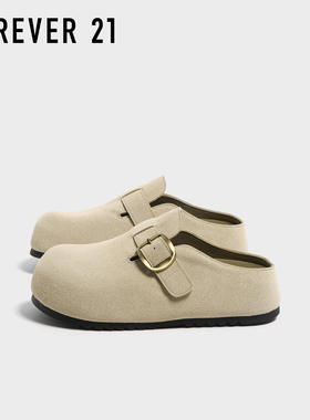 F21包头半拖大头勃肯鞋女款2025新款秋季软厚底小个子一脚蹬拖鞋