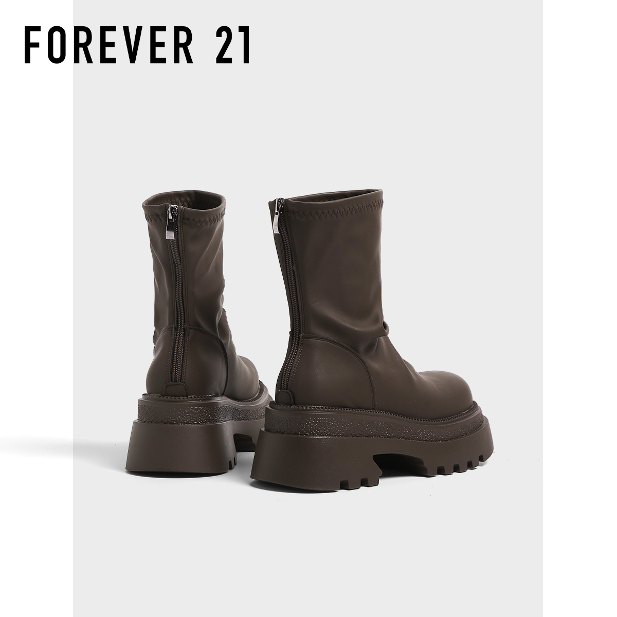 F21棕色英伦风马丁靴女2025新款