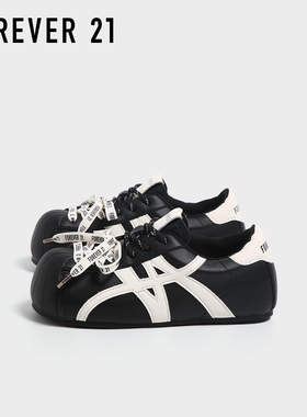 F21内增高黑色德训鞋女2025新款秋季软底舒适不累脚大头泡芙板鞋