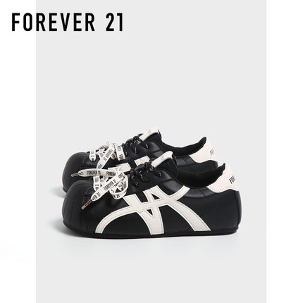 F21内增高黑色德训鞋女2025新款秋季软底舒适不累脚大头泡芙板鞋