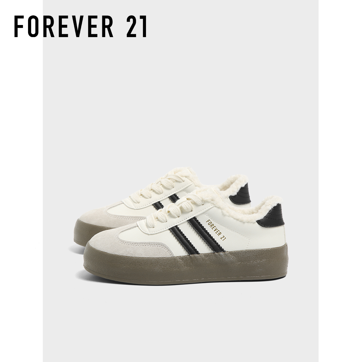 F21真皮加绒德训鞋女2025