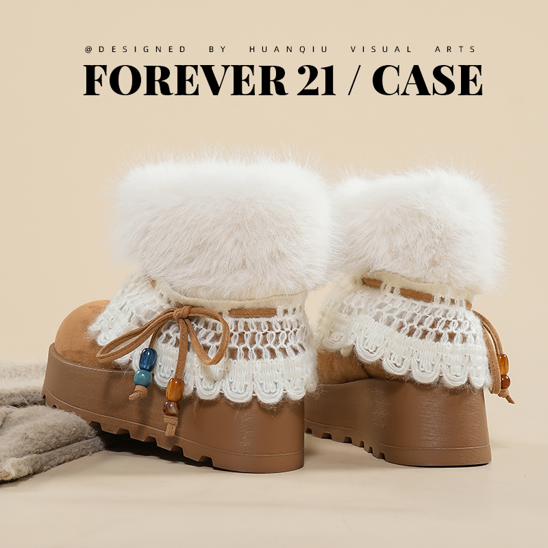 F21超厚底雪地靴女款2025新款