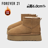 保暖加绒厚底真皮防滑棉鞋 F21增高6CM牛皮雪地靴女2025新款 冬季