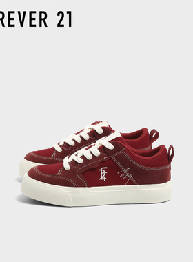 F21红色帆布鞋女2025新款秋季厚底增高轻便百搭休闲学生运动板鞋