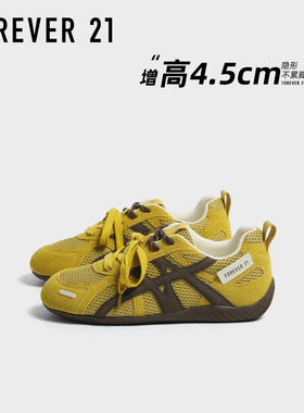 F21黄色赛车鞋女2025新款秋季内增高软底百搭休闲低帮运动德训鞋