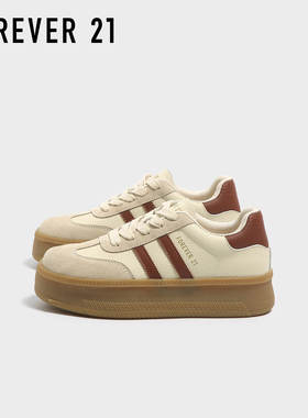 F21厚底真皮红色德训鞋女2025新款秋季复古百搭潮巨好看阿甘板鞋